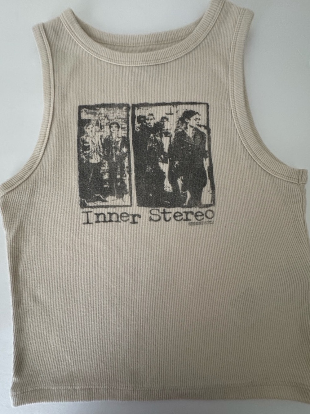 Hollister Ladies Creme Inner Stereo Ribbed Tank SZ S